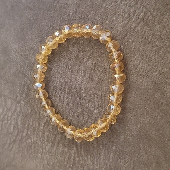 3/$30 Amber Tone Crystal Beaded Stretch Bracelet - Picture 2 of 4